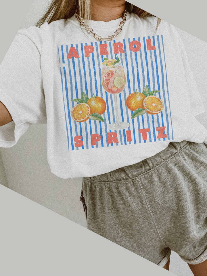 GOOD DAY STREET – T-shirt estampada - Mulher por atacado – Camiseta Oversized Aperol Spritz0