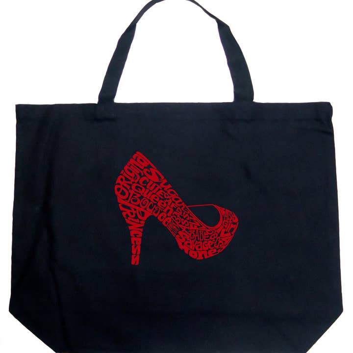 LA Pop Art Word Art Tote Bag - High Heel for wholesale by LA Pop Art