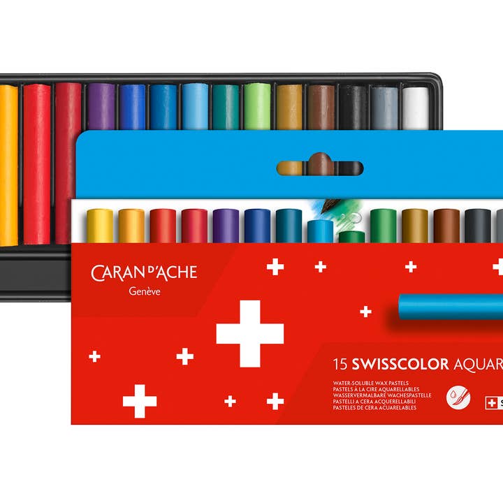 Set of 15 Wax Pastels, Water Soluble in Cardboard Box for wholesale by Caran d'Ache