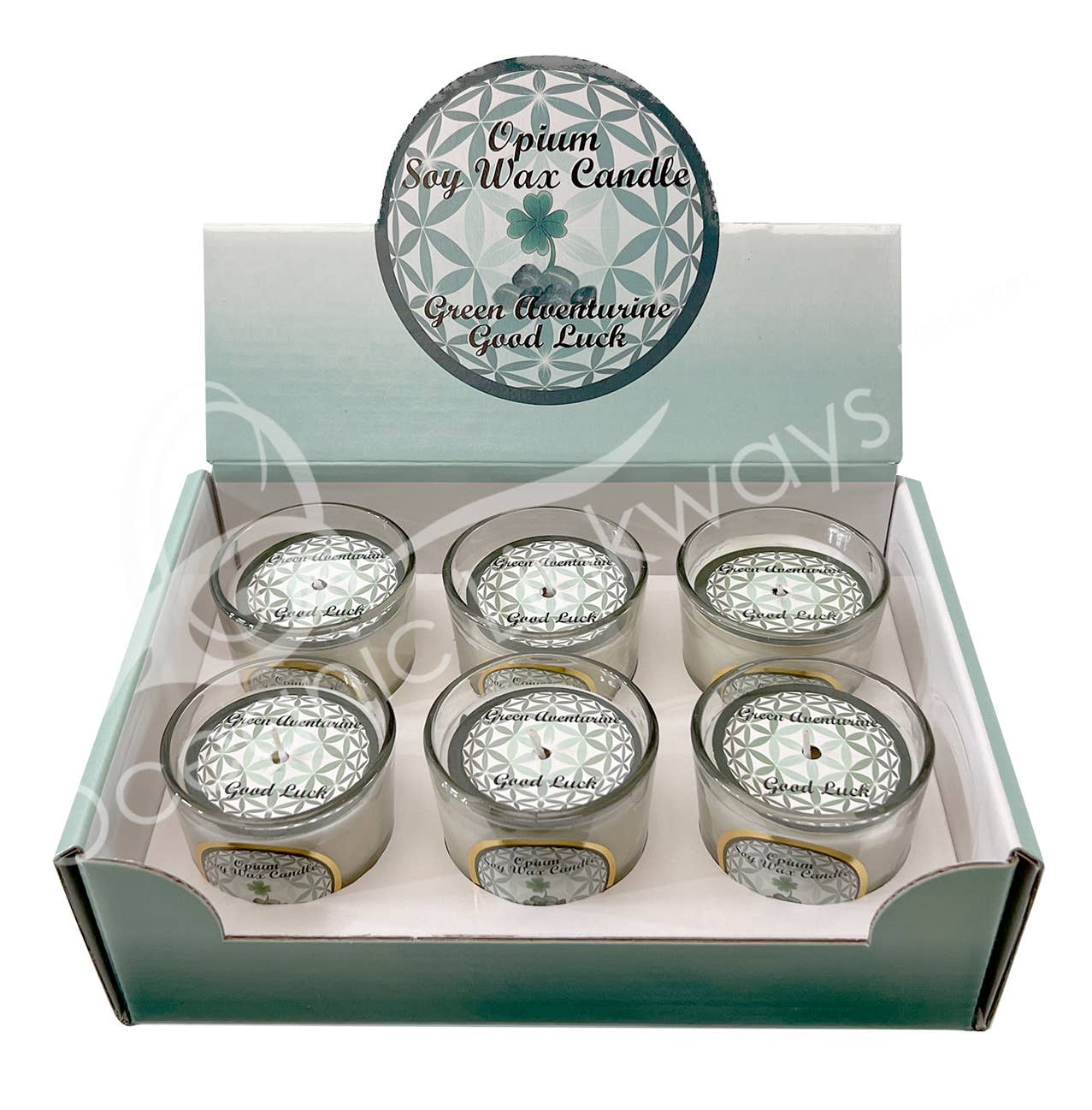 Oceanic Linkways Inc - Wholesale Votive Candle - CANDLE VOTIVE -OPIUM WITH GREEN AVENTURINE/GOOD LUCK (PK 6)1