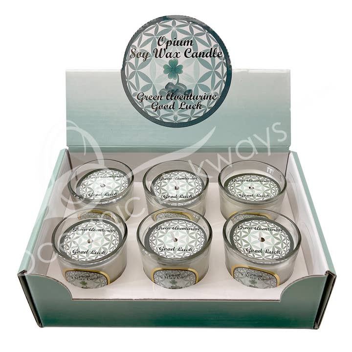 Oceanic Linkways Inc - Wholesale Votive Candle - CANDLE VOTIVE -OPIUM WITH GREEN AVENTURINE/GOOD LUCK (PK 6)1