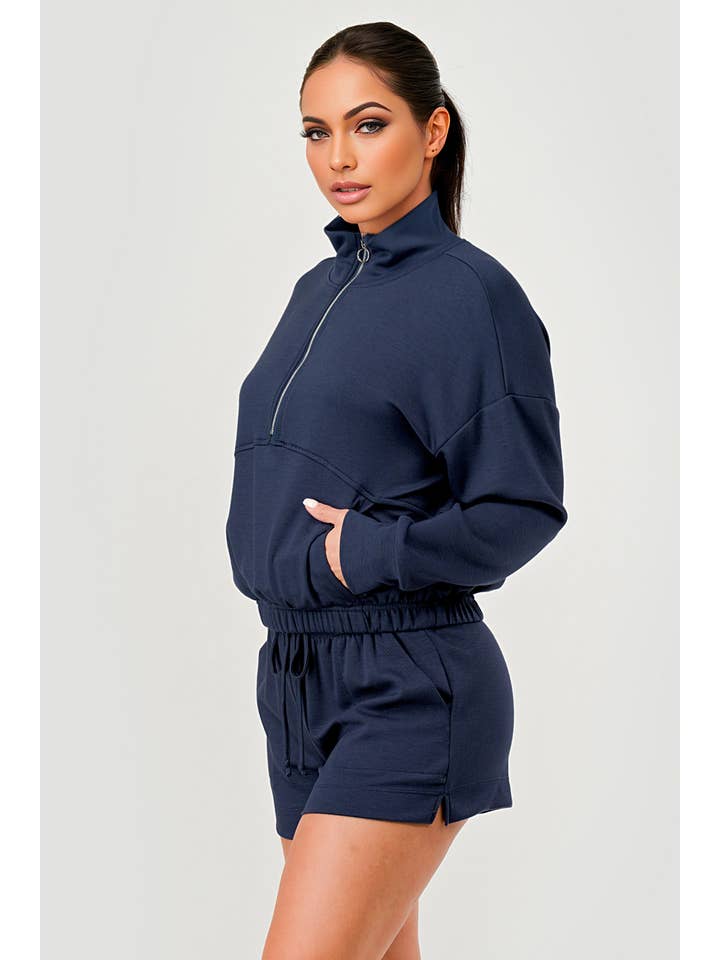 REDFINCH APPAREL INC - Wholesale Activewear Set - Women's - Womens Mock Neck Jacket & Track Shorts 2-Piece Set