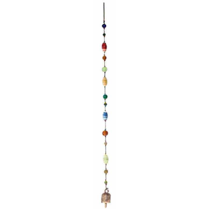Moksha Imports - Wholesale Mobile - Rainbow Oval Stripes/Glass Beads & Bell