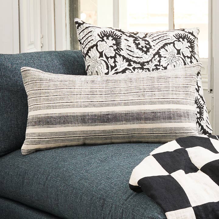 Fete Home - Wholesale Throw Pillow Cover - 13" x 26" Black Riverine Pillow Cover