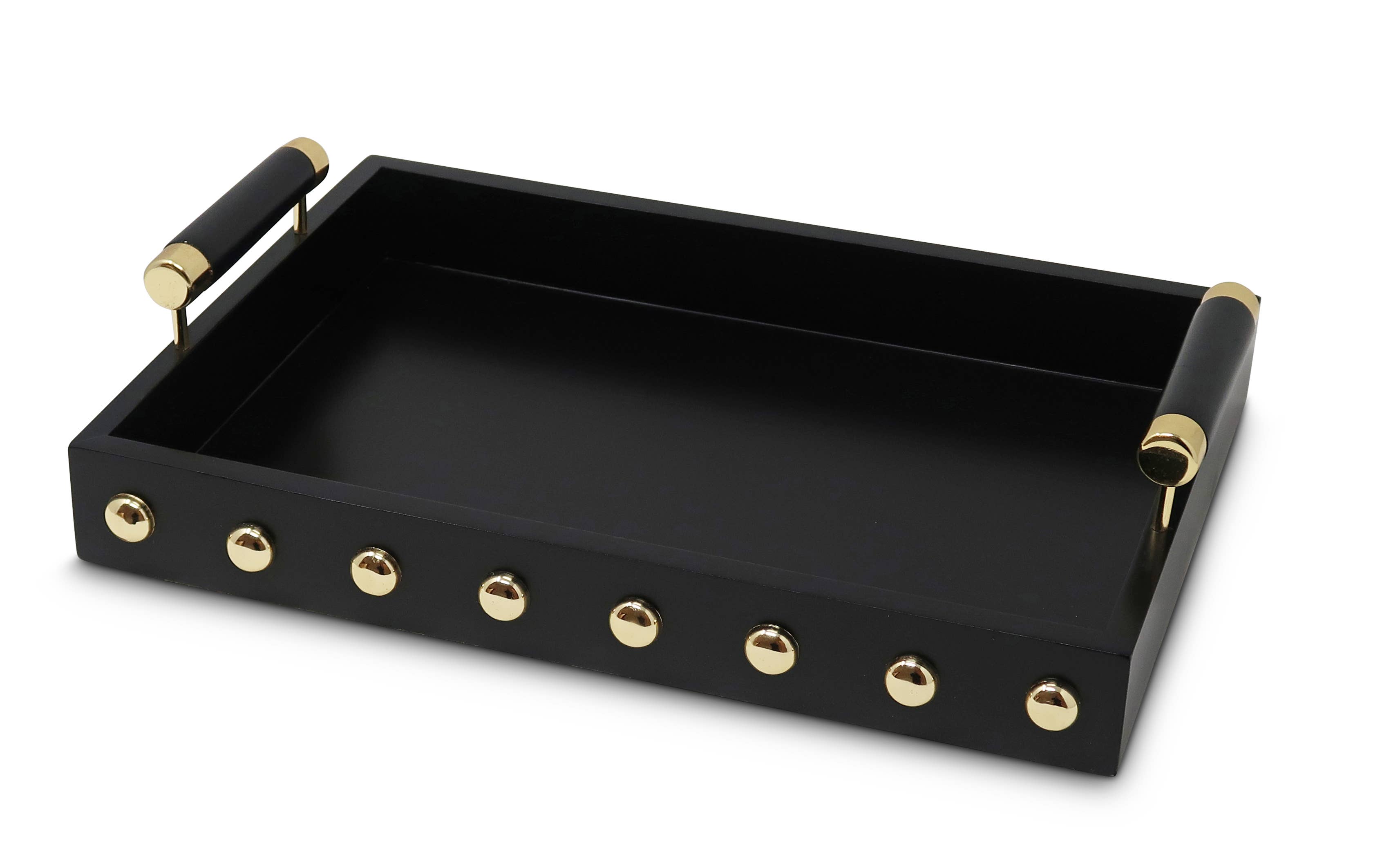 CLASSIC TOUCH DECOR INC. - Wholesale Decorative Tray - High Gloss Decorative Tray with Gold Ball Deign and Handle5