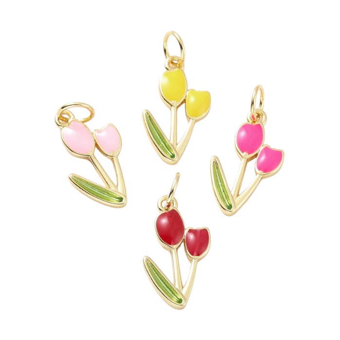 Gold Springtime Bloom Tulip Charm | Assorted for wholesale by The Charm Bar Company