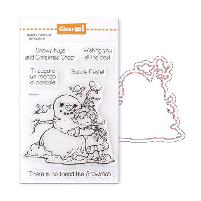 Clear polymer stamps and die-cut Girl and snowman for wholesale by Impronte D'Autore
