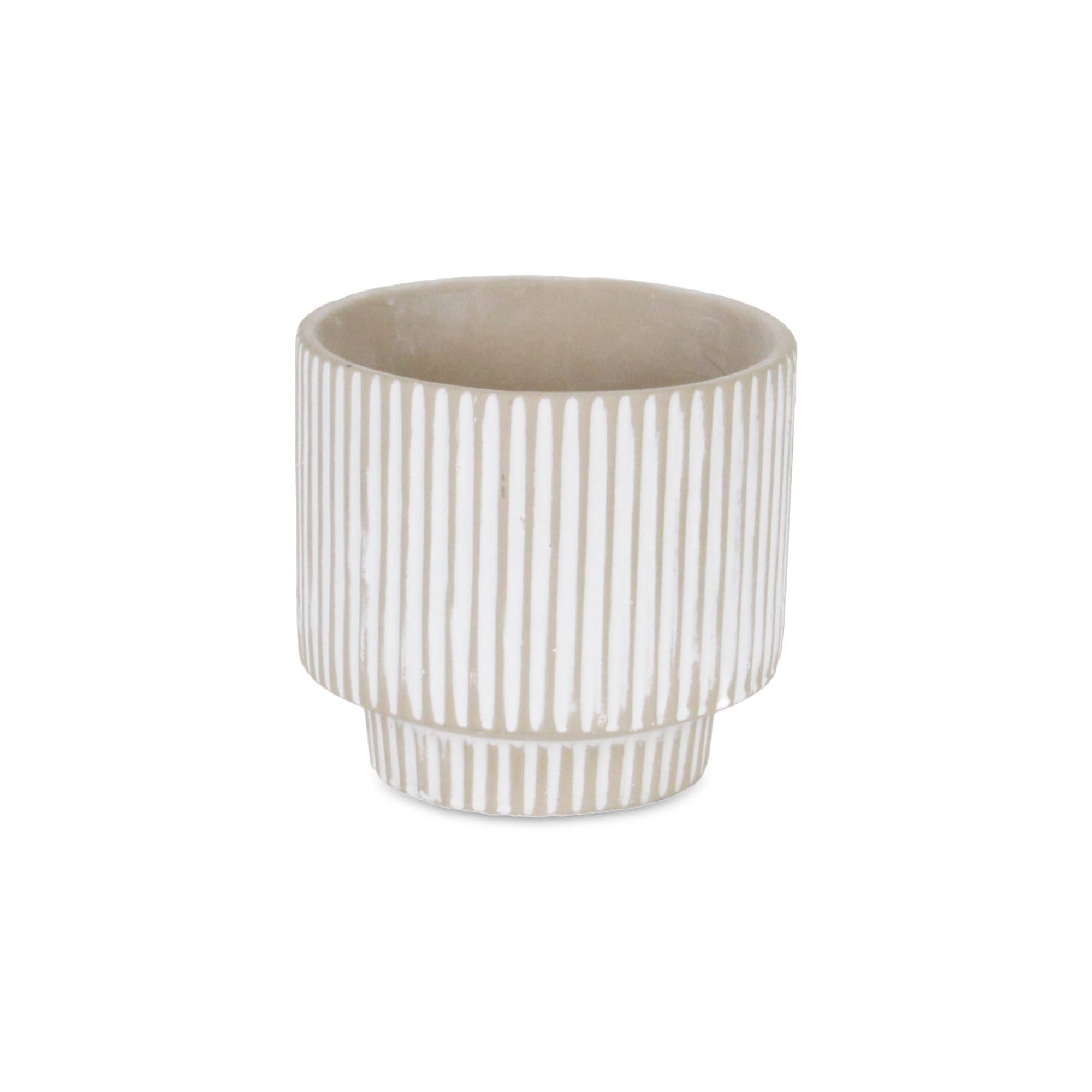 Cheungs Home Decor - Wholesale Plant Pot - Triani Round Lined Pattern Band Pattern Ceramic Pot - Gray4