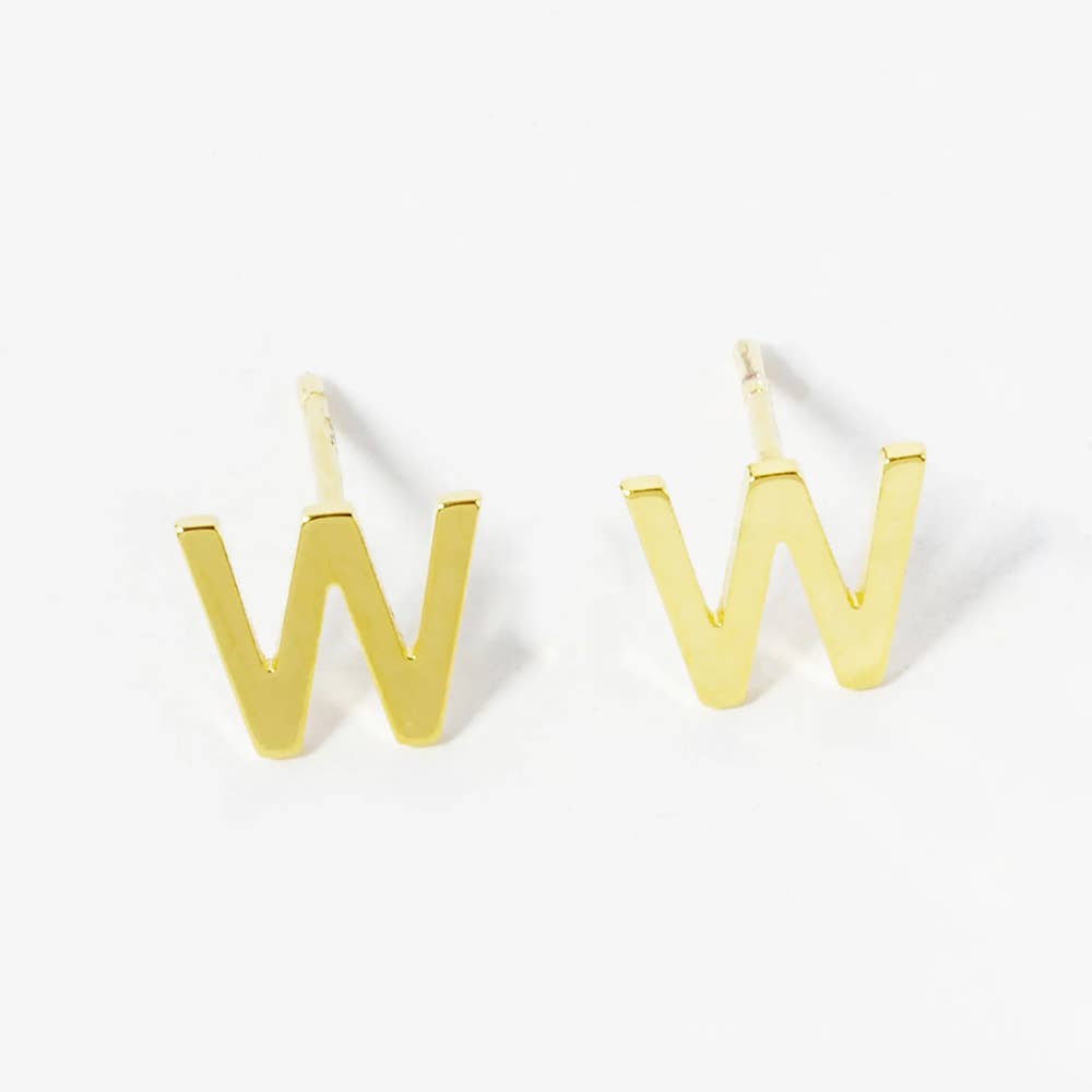 Sensibling Corp. - Wholesale Stud/Post Earrings - Gold Dipped Metal Initial Monogram Stud Earrings56