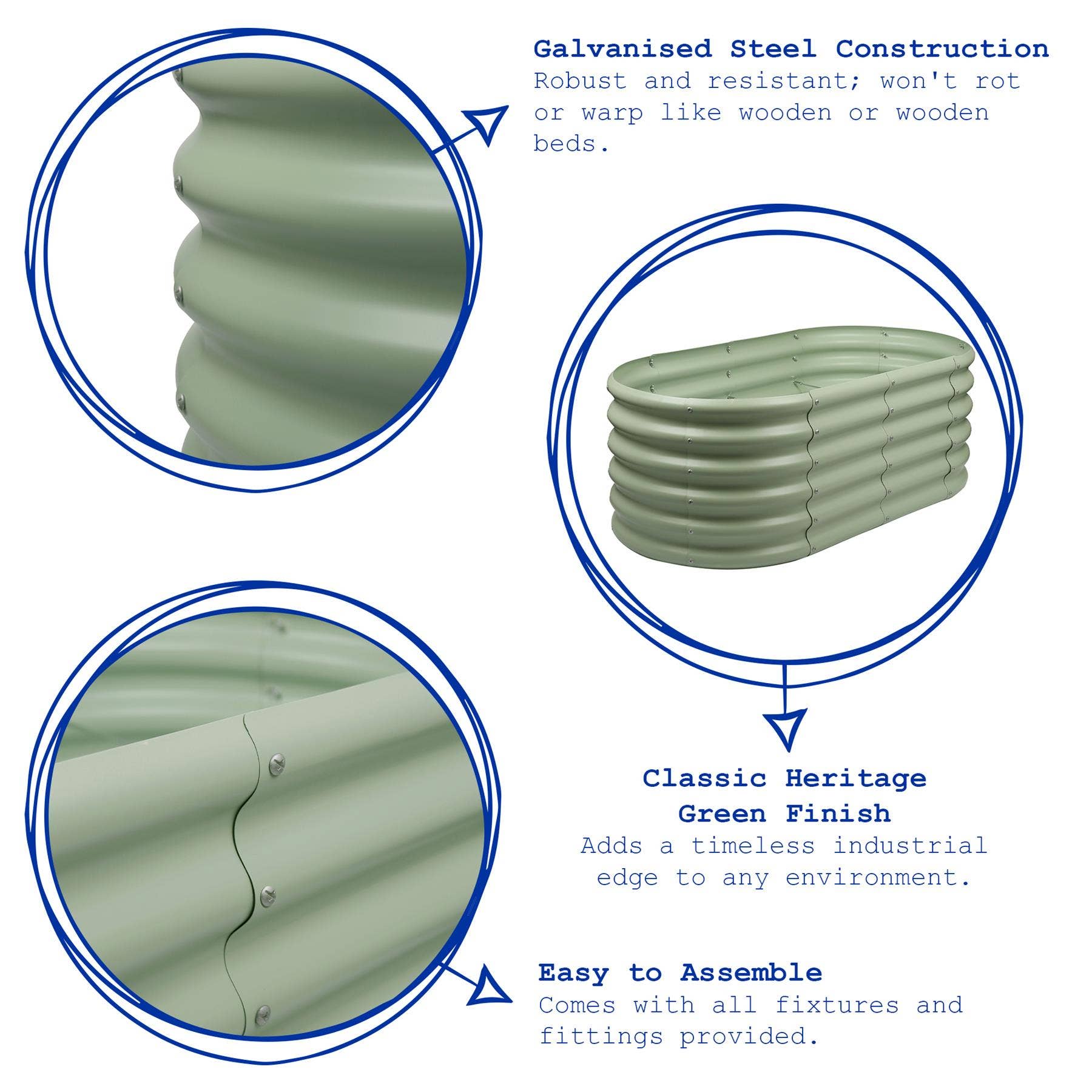 Rinkit Ltd – Engroshandel Plantekasse – Ovalt højbed i galvaniseret stål - 120 cm x 60 cm x 45 cm fra Harbour Housewares9