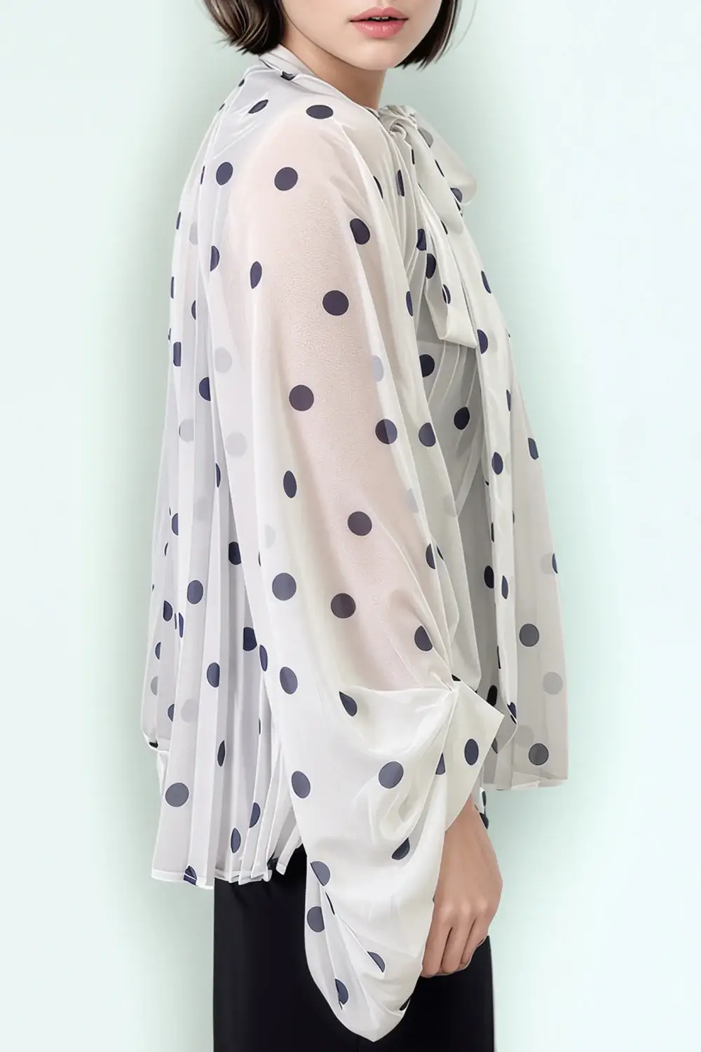 N by Nancy - Wholesale Blouse - Women's - C3395 POLKA DOT PLEATED TOP (RED, WHT)2