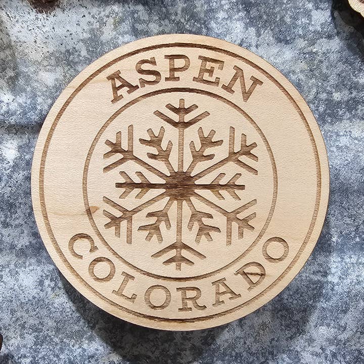 Custom State/Town Snowflake Wood Magnet for wholesale by Black Sheep Design & Gift