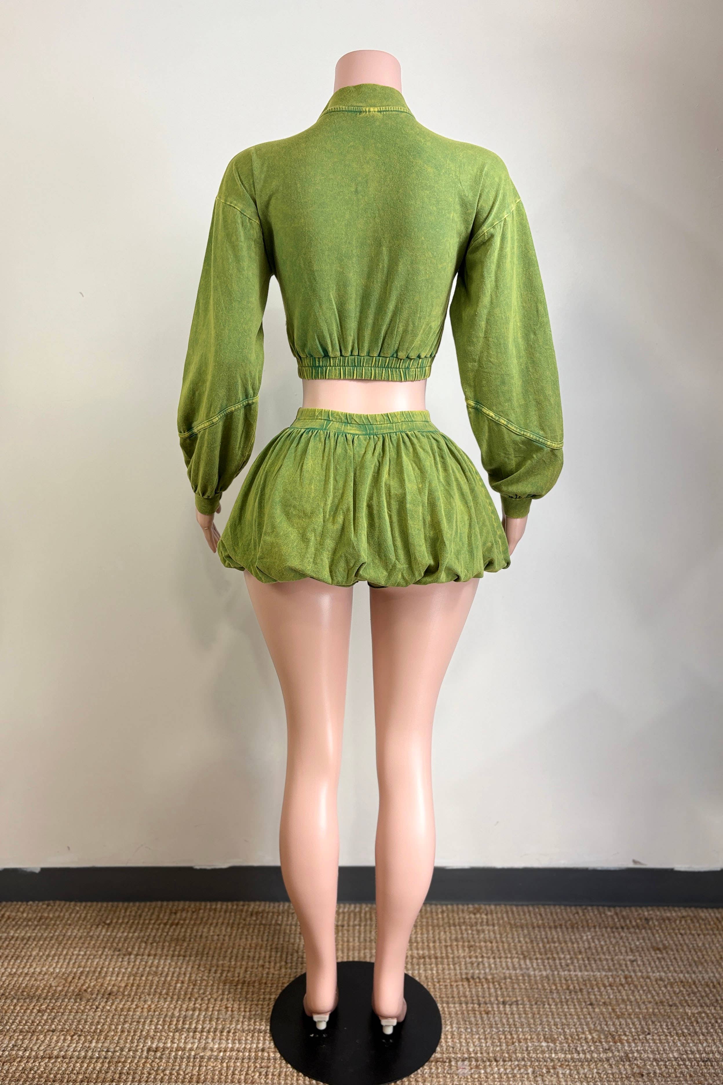 Dalia Studio – wholesale Top & skirt set – Women's – MINERAL WASH ZIP-UP JACKET & BUBBLE SKIRT SET9