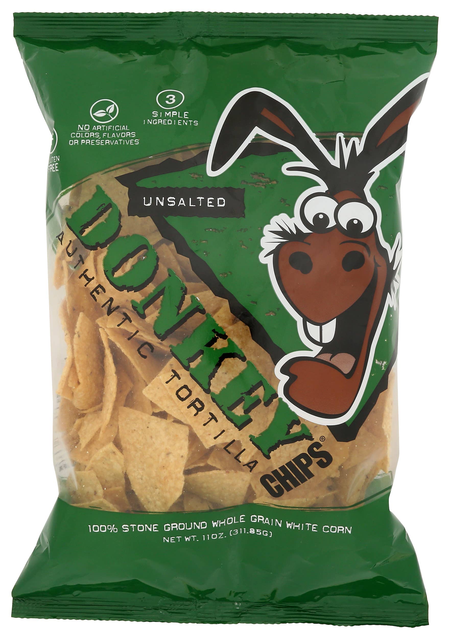 KeHE Distributors, LLC - Wholesale Chips - Donkey Chips Unsalted Tortilla Chips, 11 oz