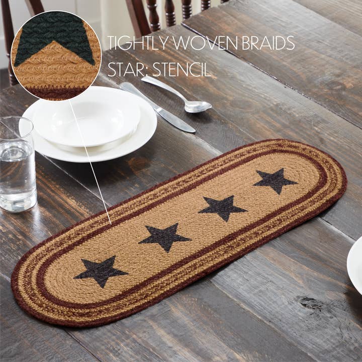 VHC Brands - Wholesale Table Runner - Potomac Jute Runner Stencil Stars 8x24