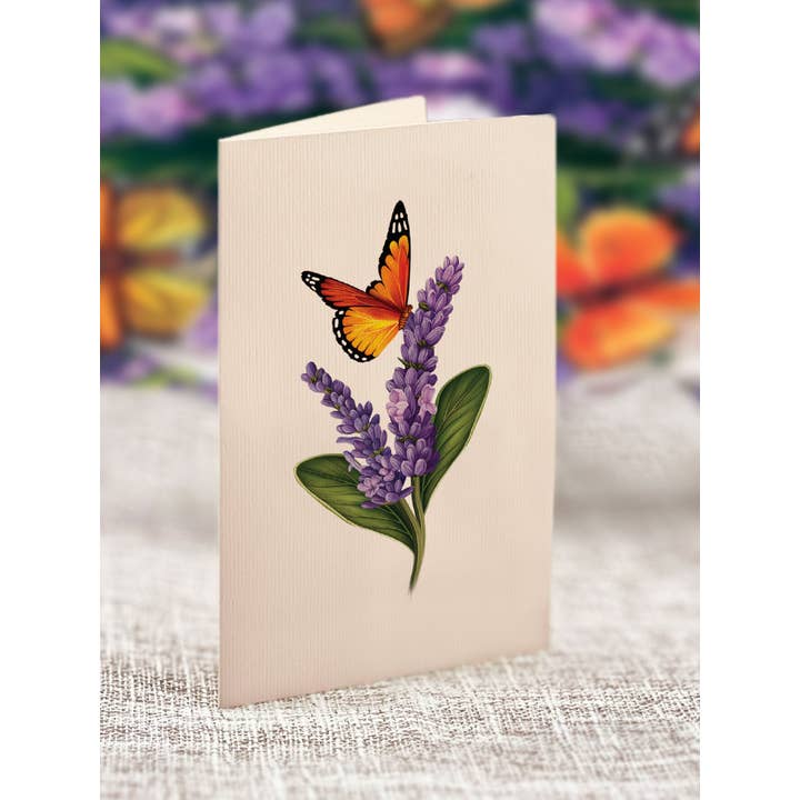 FreshCut Paper LLC - Wholesale Everyday Greeting Card - Mini Lavender & Butterflies (10 Pop-up Greeting Cards)2