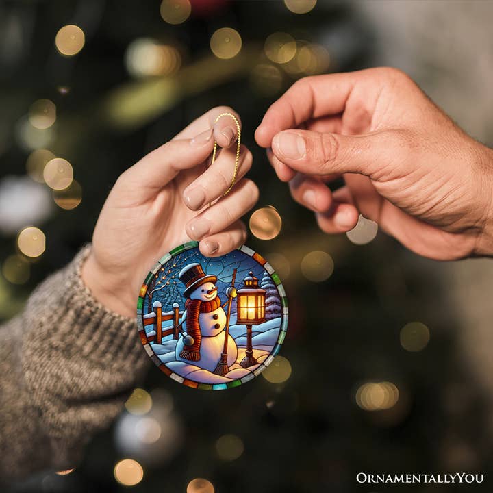 OrnamentallyYou - Wholesale Ornament - Serene Lantern Light Snowman with Top Hat Christmas Ornament3