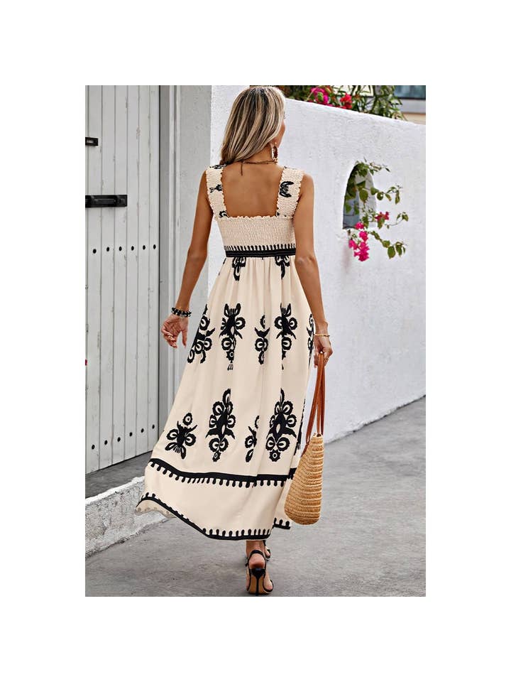 Elings - Wholesale Dress - Women's - Ruched Square Neck Sleeveless High Waist Dress6