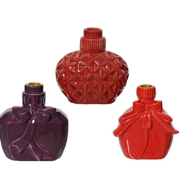 DRYdecorations - Wholesale Jar/Filled Candle - Kandelaar porselein parfumfles 3 assortie 13x9x14cm0