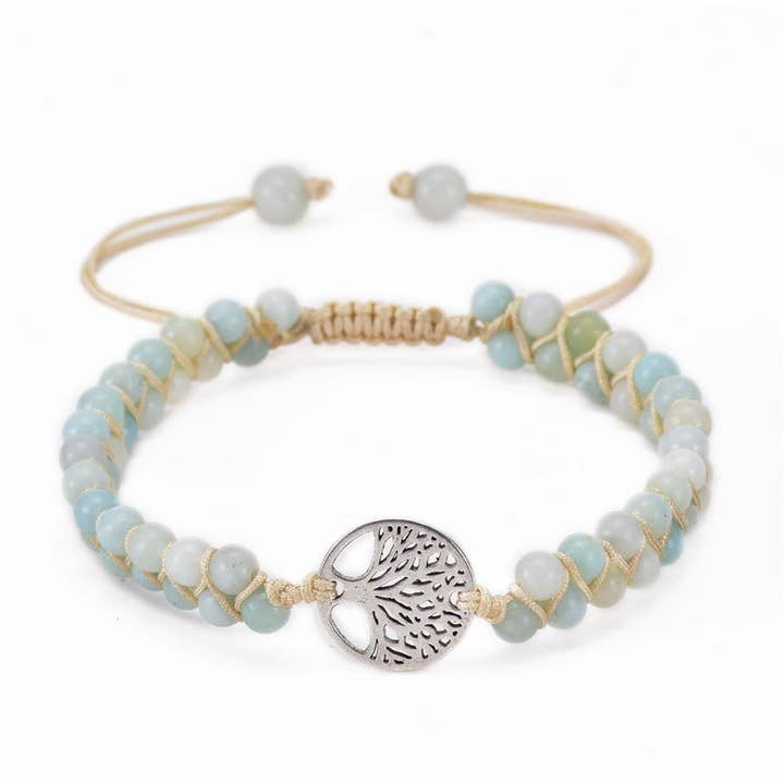 Mio Queena - Wholesale Charm/Dangle Bracelet - 4mm Natural Stone Woven Bracelet Tree of Life Pendant - CS18