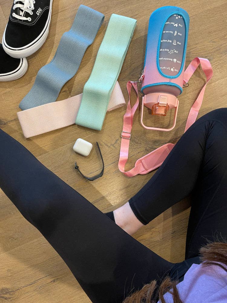 Nakoa The Label - Wholesale Waterfles - Motiverende drinkfles met schoudertas - 2 liter - roze gradiënt4