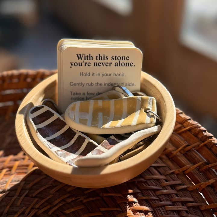 Calmware - Wholesale Keychain - Unisex - Large Striped Worry Stone Keychain — Sensory Grounding Tool2