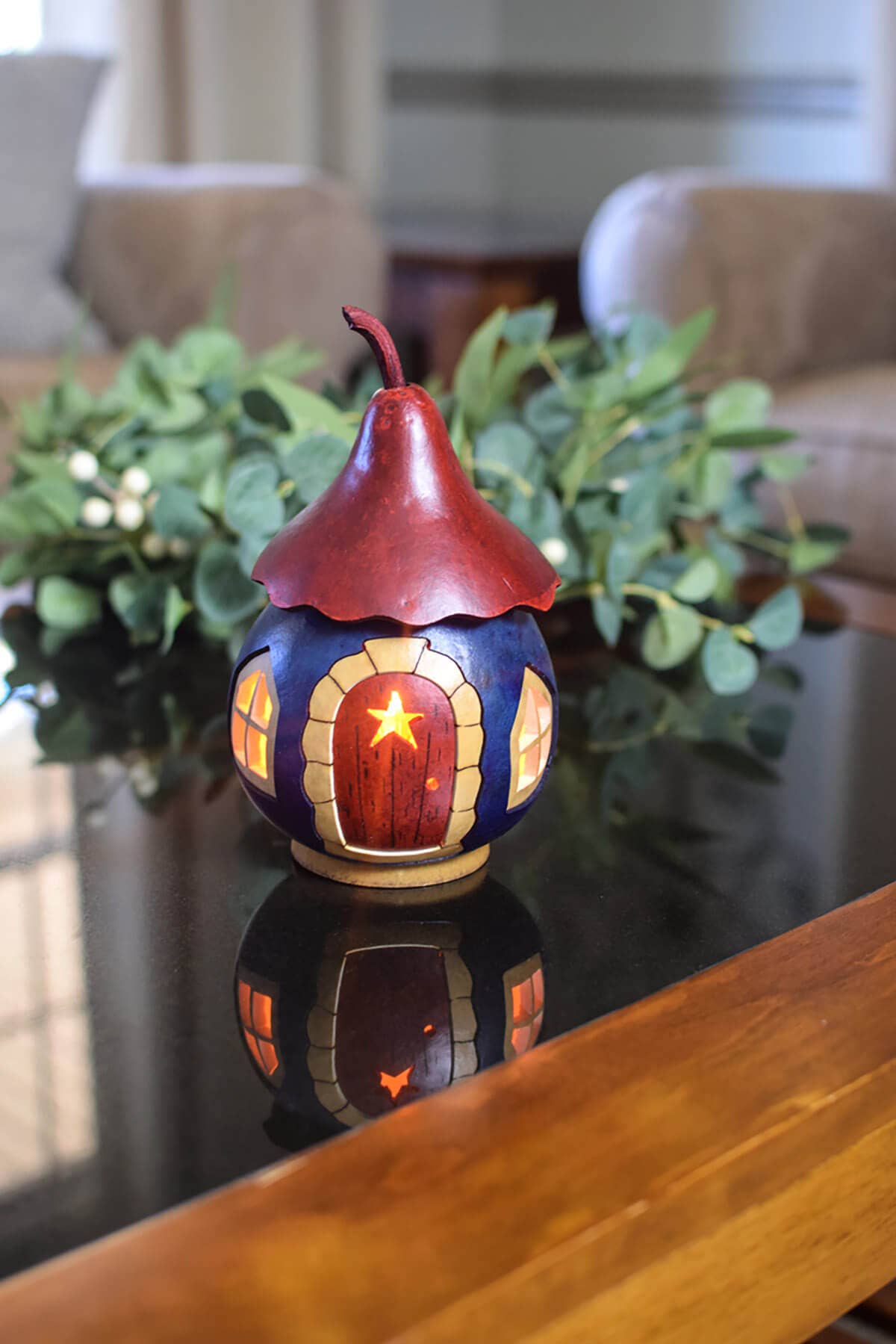 Meadowbrooke Gourds - Wholesale Decorative Tabletop Object - Patriotic Cottage Gourd Luminary