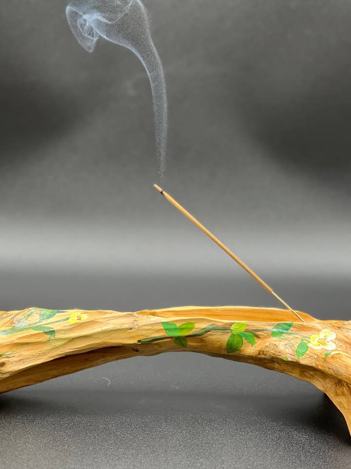 Hand Painted Incense Holder, Natural, Custom Design for wholesale by NatureCreat