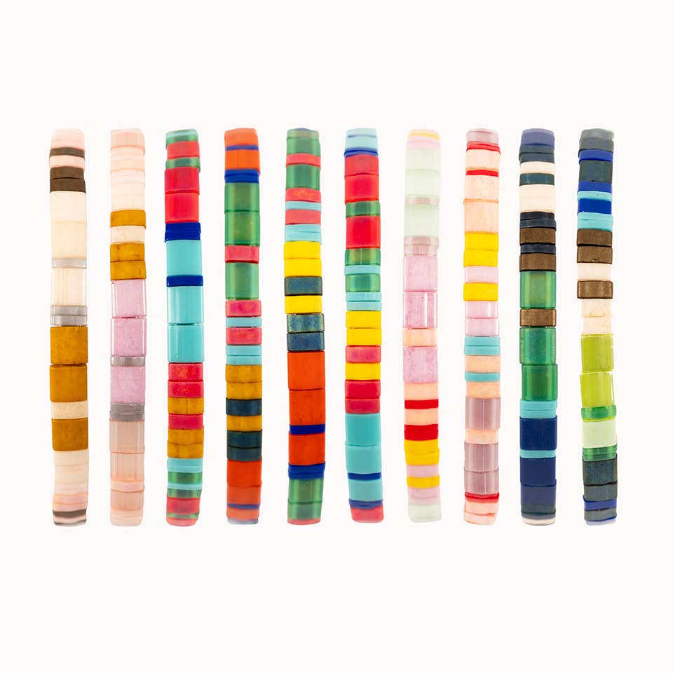 Altiplano - Wholesale Beaded Bracelet - Handmade Tila Bead Stretch Bracelet - PAIR6