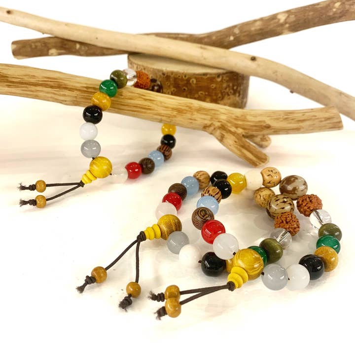 JINPA Japamala bracelet with natural gemstones and sandalwood for men and women for wholesale on Faire1