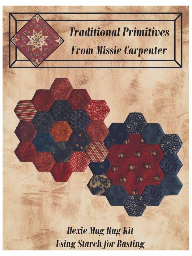 3/4" Hexie Mug Rug EPP Pattern for wholesale by Traditional Primitives