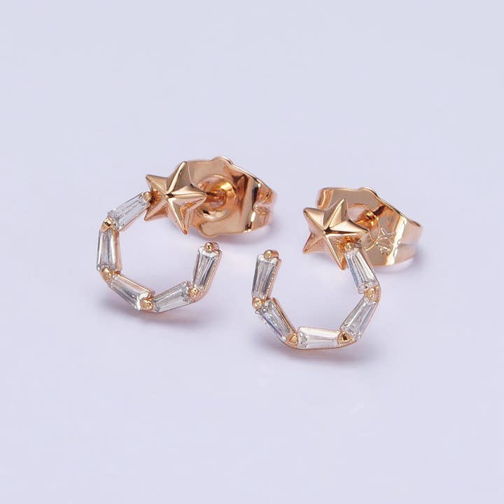 Gold Filled Shooting Star C-Shaped Stud Earrings for wholesale by Aim Eternal