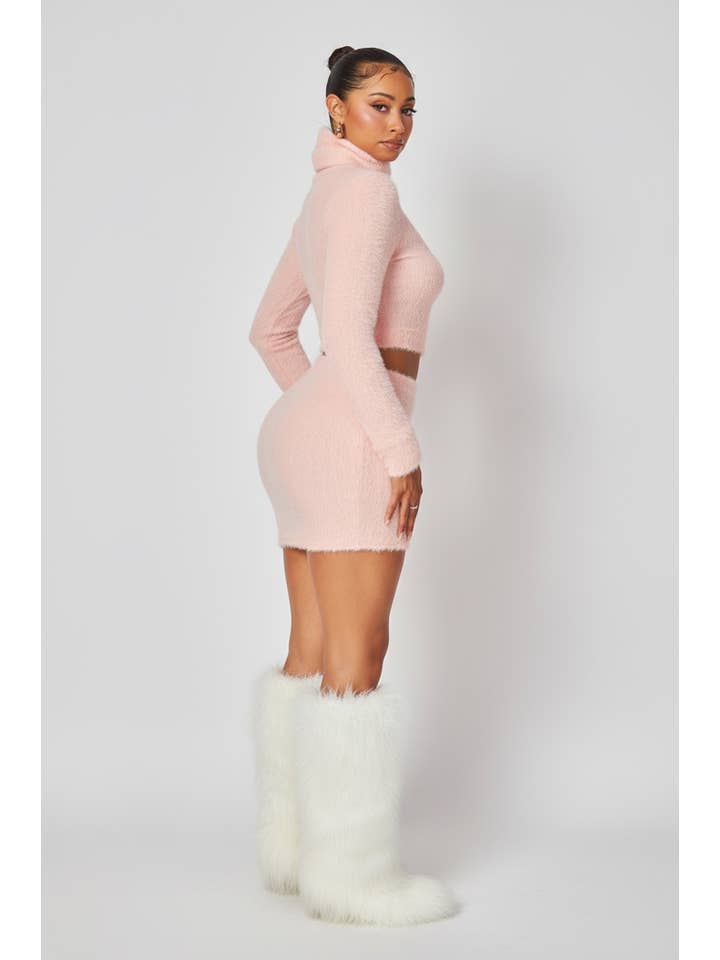 5besties inc - Wholesale Top & Skirt Set - Women's - FURRY TURTLE NECK AND SKIRT SET3