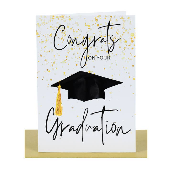 Graduation Greeting Card - Gold Confetti & Glitter for wholesale by Lil's Cards