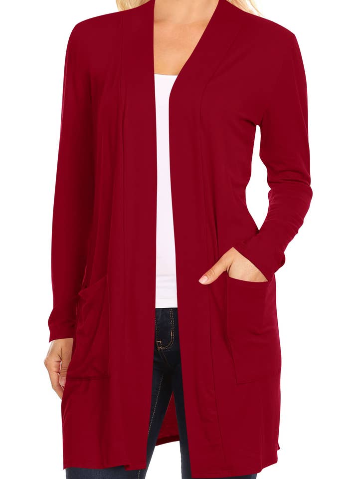 MOA COLLECTION - Wholesale Cardigan - Women's - Women's Long Sleeves Casual Solid Outerwear Sweater Cardigan0