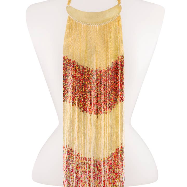 KENDI AMANI - Wholesale Beaded/Pearl Necklace - Maasai Long Beaded Statement Necklace – Handmade African Jewelry3