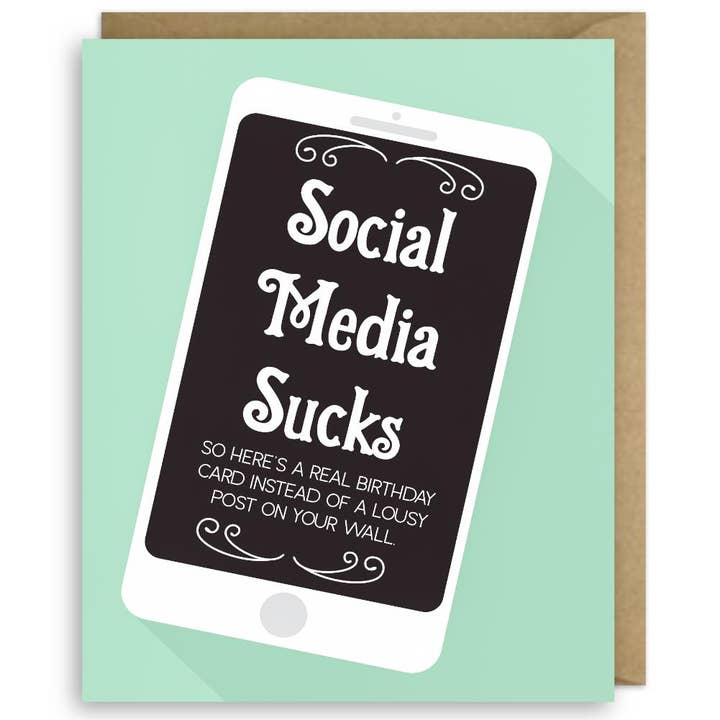 Social Media Sucks Card for wholesale by Second Story Cards