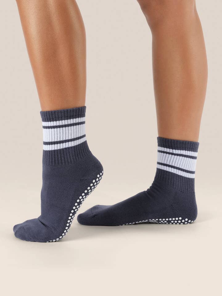 Crew Non Slip Grip Socks - French Navy Stripes for wholesale by MoveActive