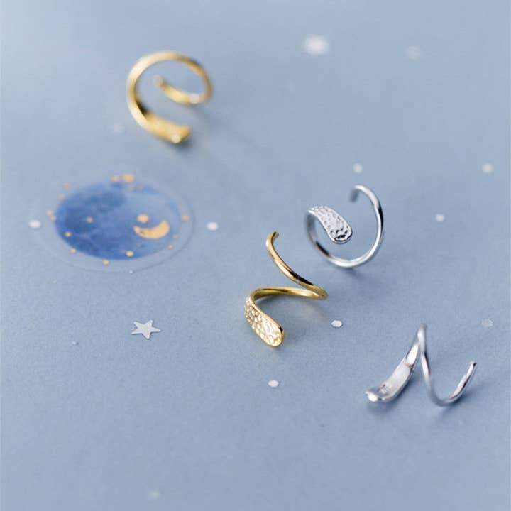 Perimade & Co. LLC - Wholesale Hoop Earrings - Minimalist Twist Spiral Hoop Earrings in 925 Sterling Silver