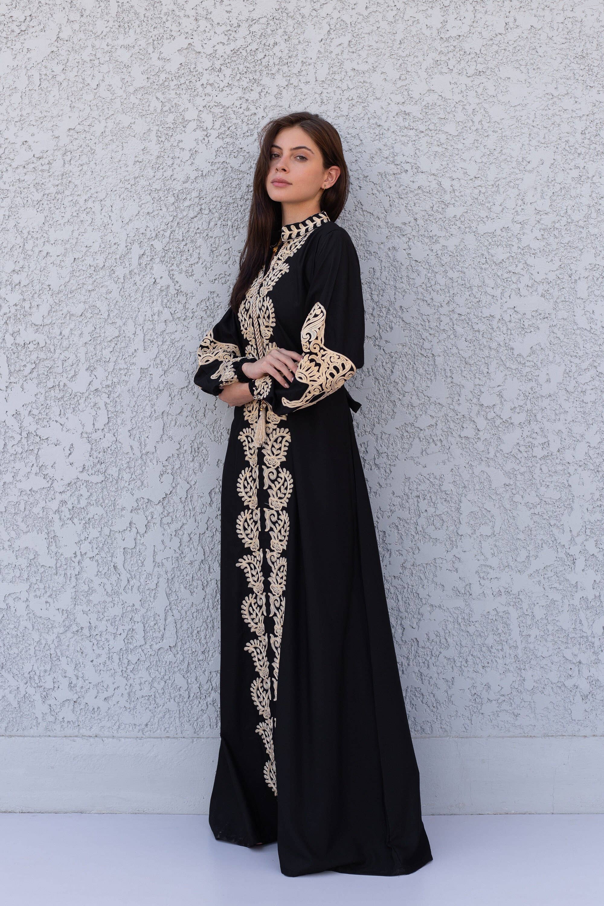 Gipci - Wholesale Kaftan - Women's - Stunning Black Cotton Caftans for Women2