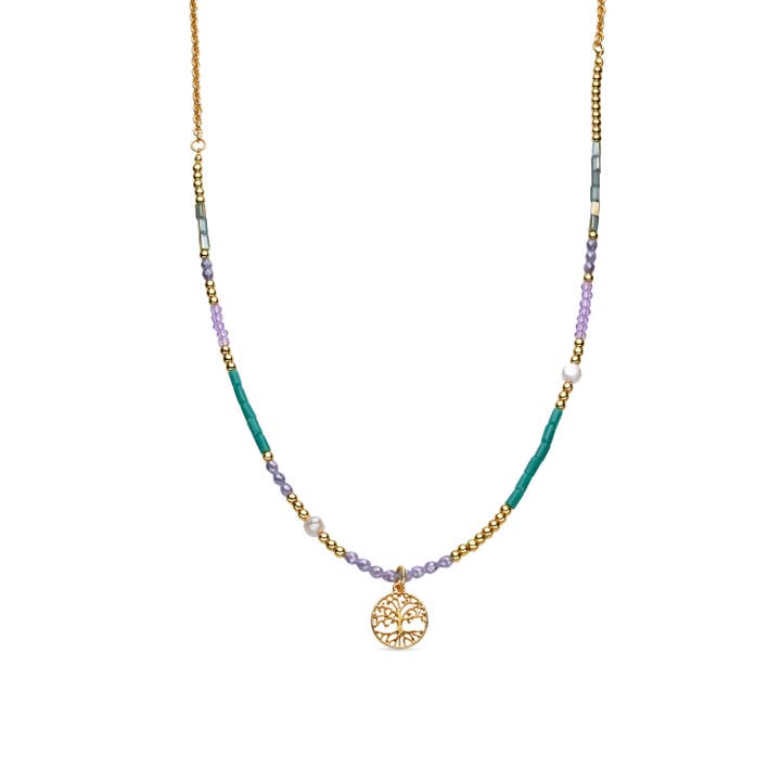 Collar Luxenter con Cristal Azul acabado oro 18k - Zorsi para venta al por mayor de Luxenter