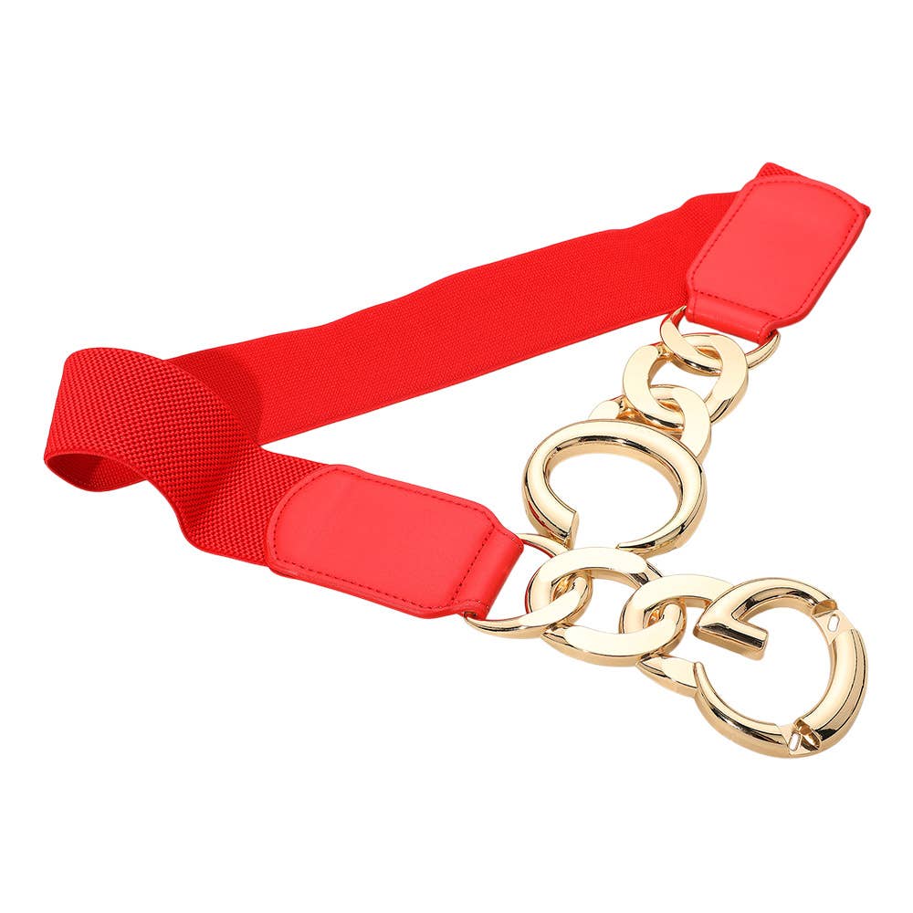 Sensibling Corp. - Venta al por mayor Cinturón - Mujer - Cinturón elástico con hebilla de cadena de doble anillo metálico.4