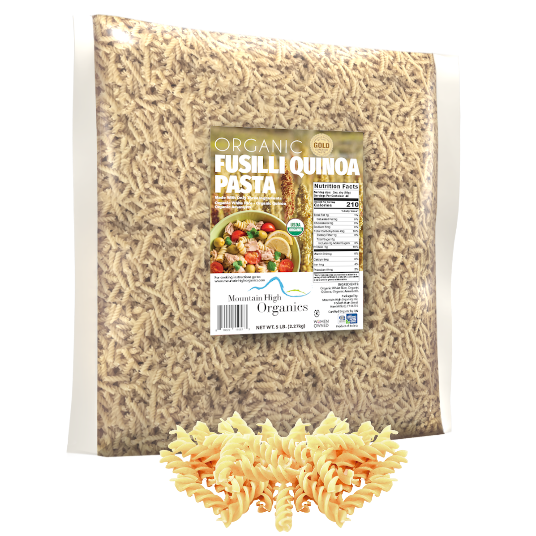 Mountain High Organics - Wholesale Pasta - Gluten Free Organic Quinoa Pasta, Fusilli - 5lb Bags1