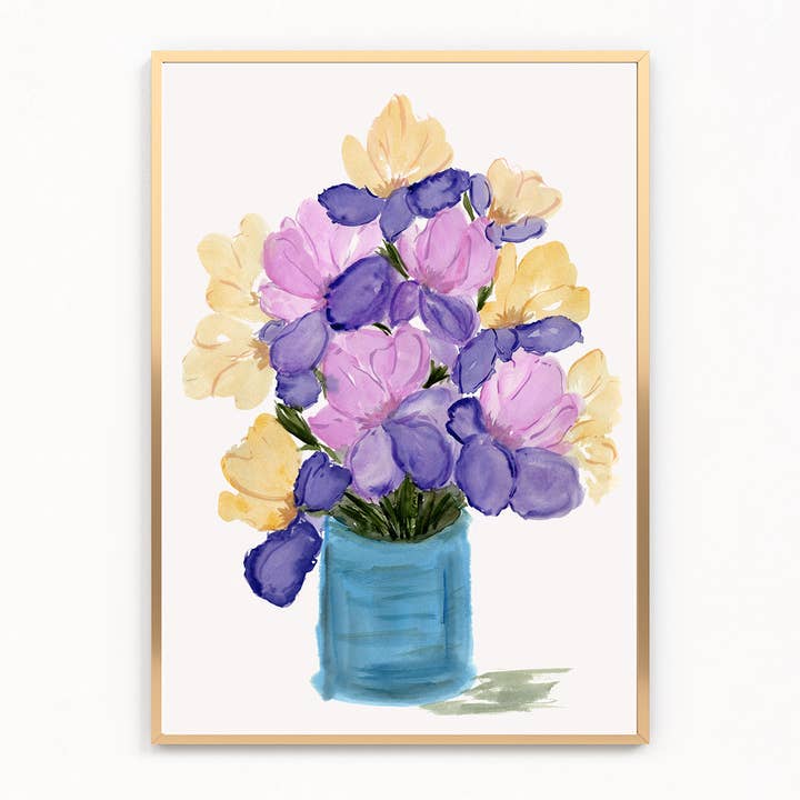 Irises in a Vase | Art Print for wholesale by Ramya Art Design
