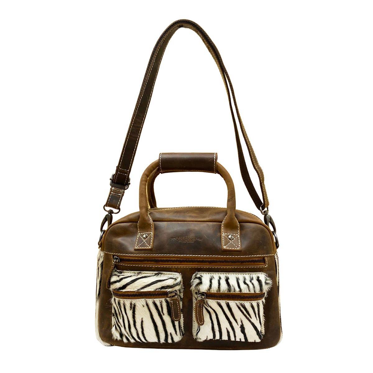 Arrigo - Wholesale Shoulder Bag - Women's - Westernbag Cognac Buffalo Leather with an Animal Print2