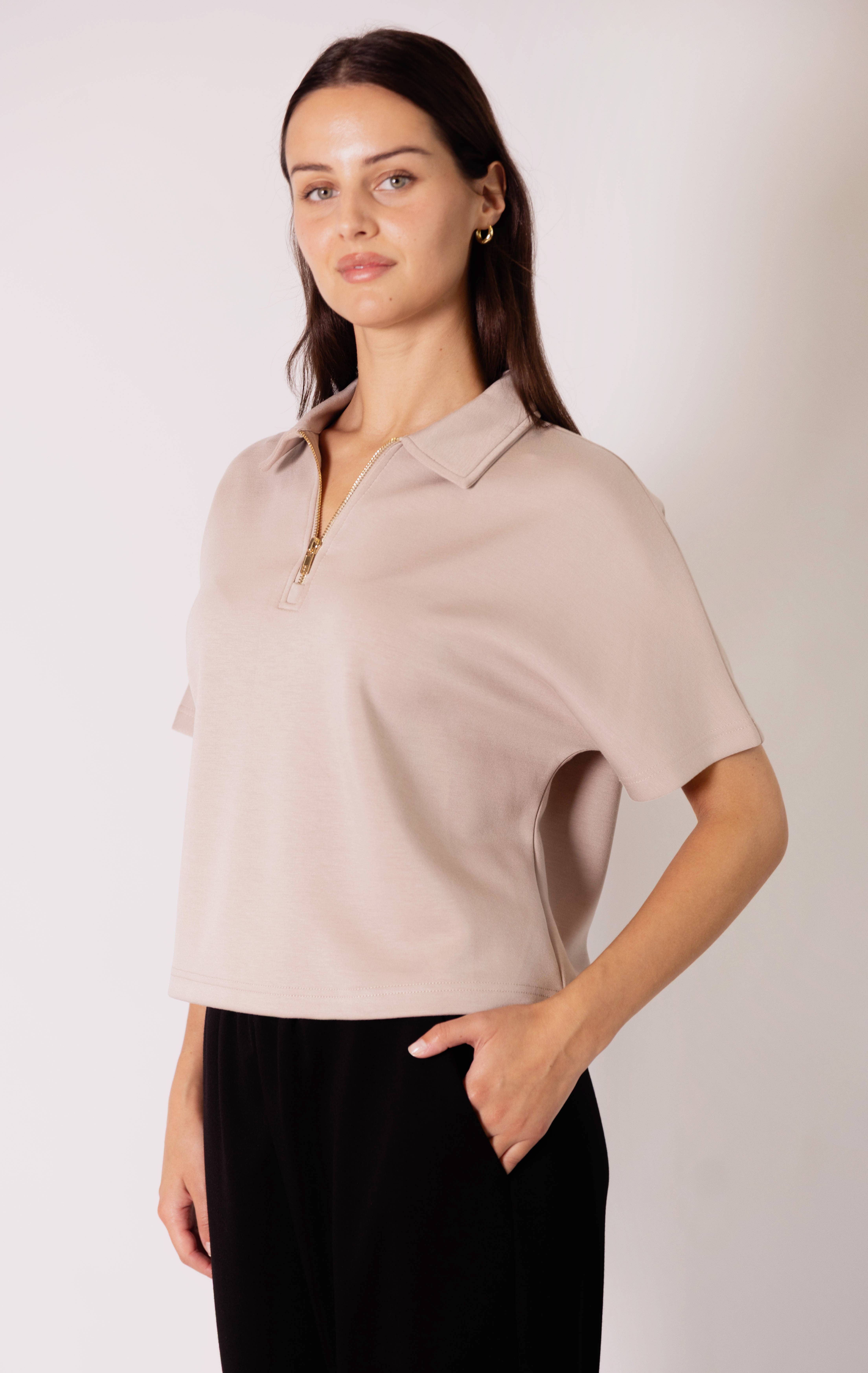 P. CILL - Wholesale Knit Top - Women's - P. CILL Butter Modal Short Sleeve Quarter Zip Top32