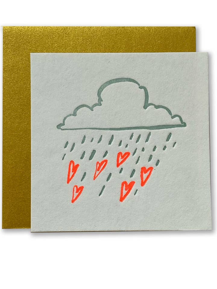 Tarjeta pequeña Raining Hearts para venta al por mayor de Ladyfingers Letterpress