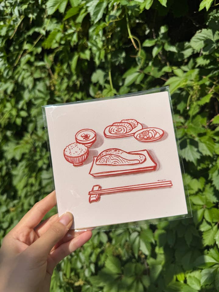 Japanese Breakfast Line Art Print for wholesale by Shayne Draws Food