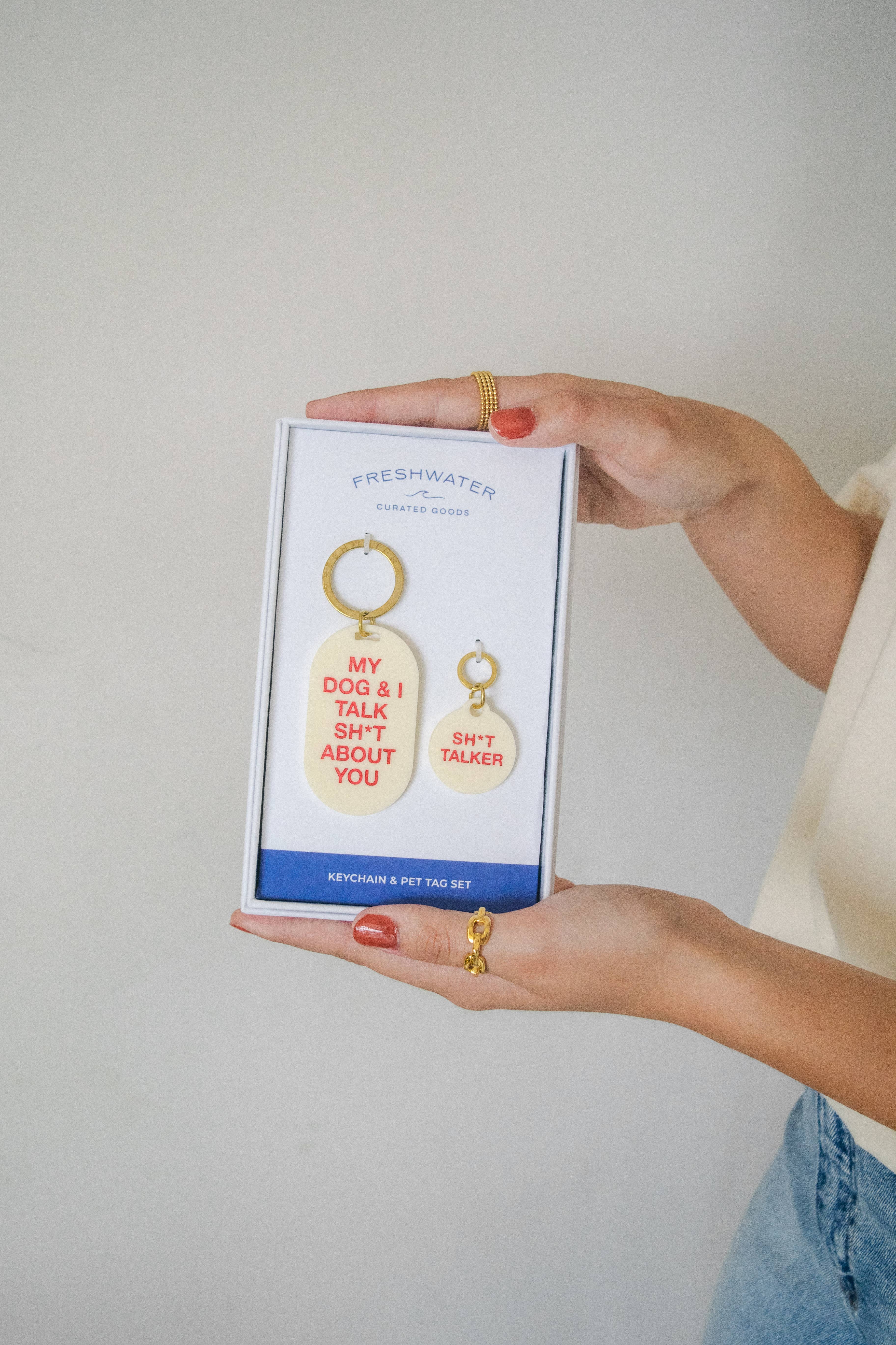 Freshwater Curated Goods - Wholesale Pet Identification Tag - Cat/Dog - Sh*t Talker Keychain & Pet Tag Gift Set3