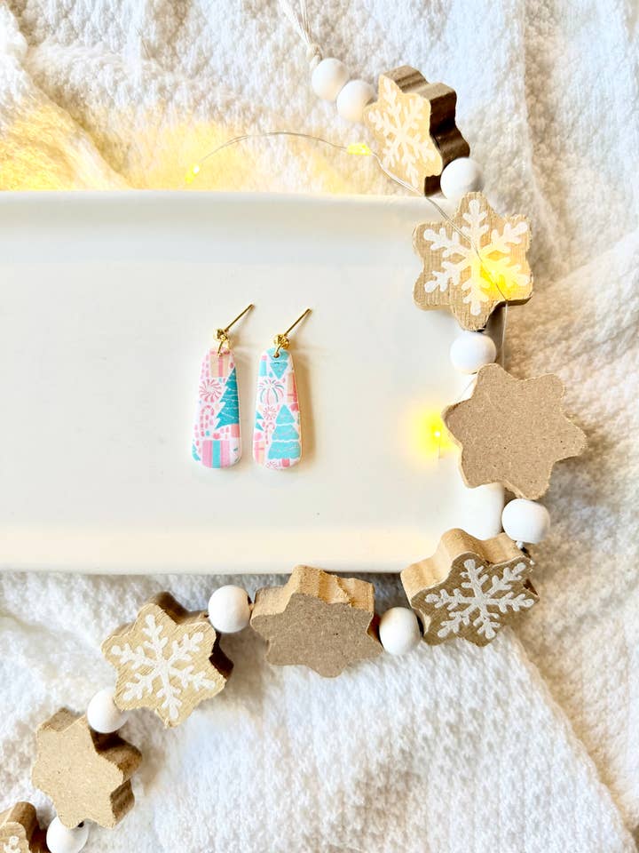 Christmas Present Earrings, Present Earrings, Pink Christmas for wholesale by SeizeTheClayJewelry